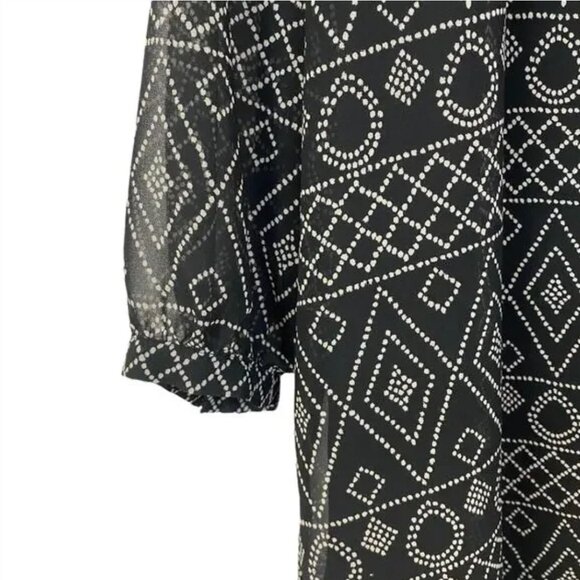 Madewell Caravan Print Black Smocked Tunic Dress - Picture 8 of 13